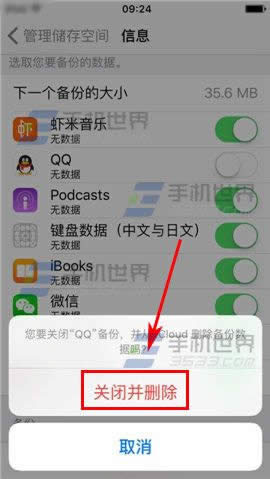 苹果iPhone6S怎样删除云备份