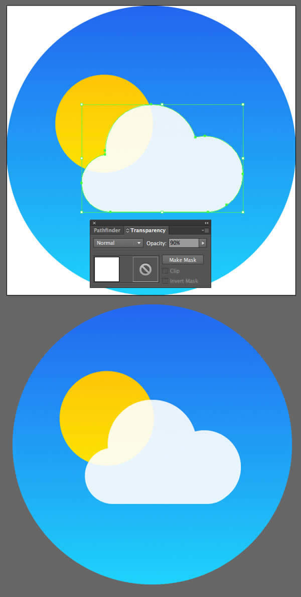 make the cloud white and semi-transparent