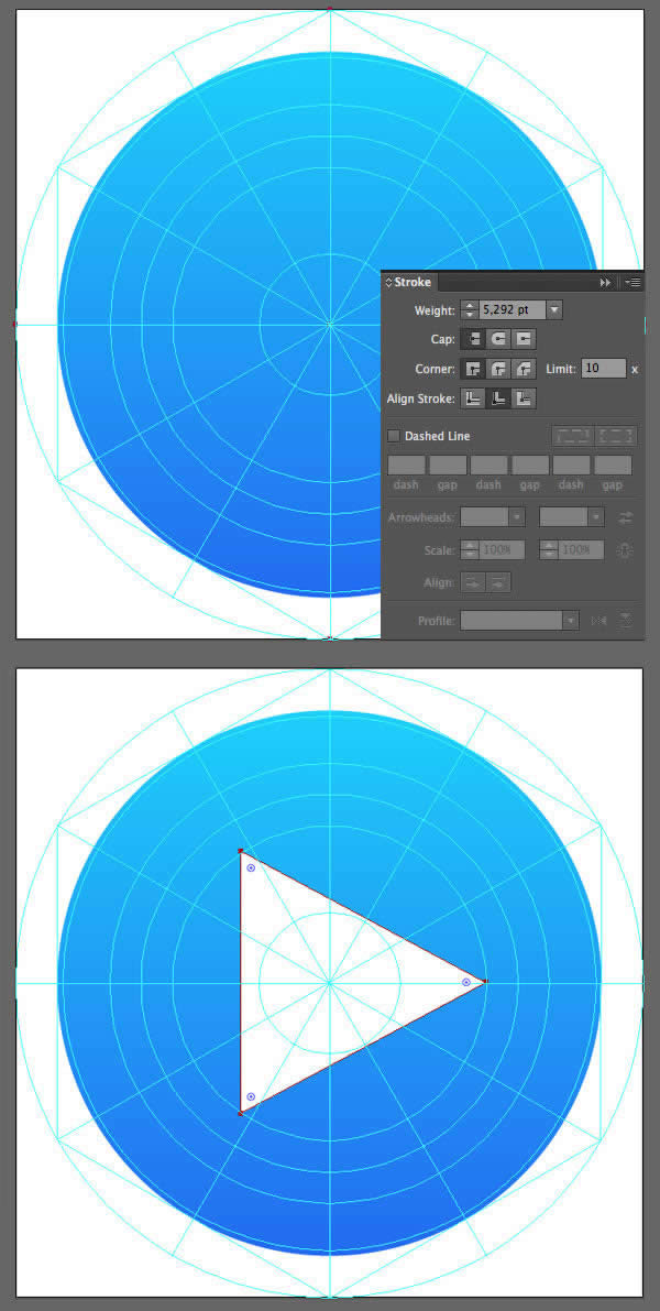 form the base and triangle shape 