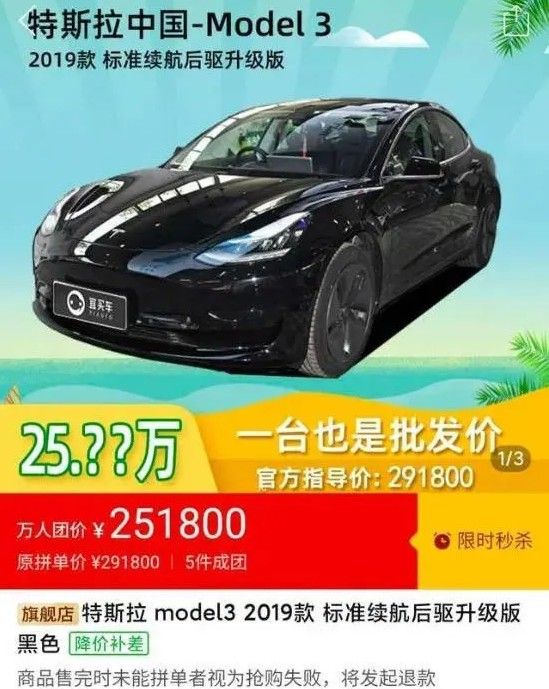 拼多多特斯拉多少钱 特斯拉团购价格一览